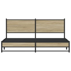 Cadre de lit en métal sans matelas chêne sonoma 183x213 cm 