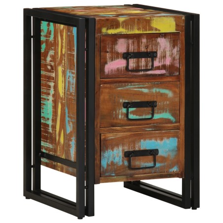 Table de chevetMulticolore 40x35x50 cm en bois massif récupéré 
