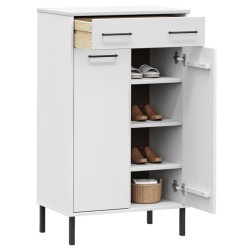 Étagère à chaussures et pieds en métal Blanc Bois de pin OSLO 