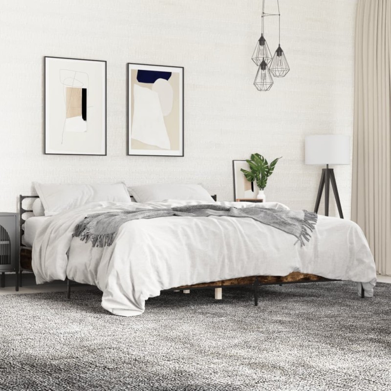 Cadre de lit sans matelas chêne fumé 180x200 cm 