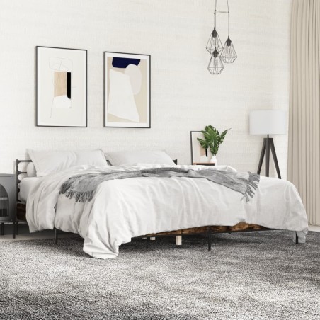 Cadre de lit sans matelas chêne fumé 180x200 cm 