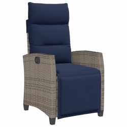 Chaise de jardin inclinable avec table d'appoint gris polyrotin 