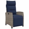 Chaise de jardin inclinable avec table d'appoint gris polyrotin 