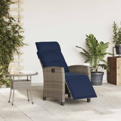 Chaise de jardin inclinable avec table d'appoint gris polyrotin 