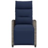 Chaise de jardin inclinable avec table d'appoint gris polyrotin 
