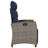 Chaise de jardin inclinable avec table d'appoint gris polyrotin 