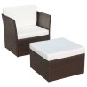 Chaise de jardin avec tabouret Marron Résine tressée  