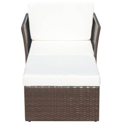 Chaise de jardin avec tabouret Marron Résine tressée  
