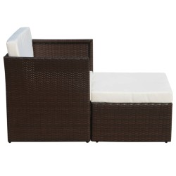 Chaise de jardin avec tabouret Marron Résine tressée  