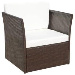 Chaise de jardin avec tabouret Marron Résine tressée  