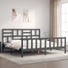 Cadre de lit sans matelas gris 200x200 cm bois massif de pin 