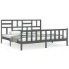 Cadre de lit sans matelas gris 200x200 cm bois massif de pin 