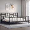 Cadre de lit sans matelas gris 200x200 cm bois massif de pin 