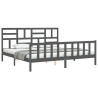 Cadre de lit sans matelas gris 200x200 cm bois massif de pin 
