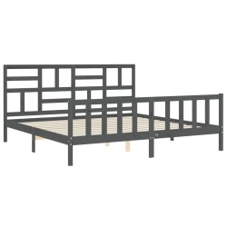 Cadre de lit sans matelas gris 200x200 cm bois massif de pin 