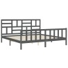 Cadre de lit sans matelas gris 200x200 cm bois massif de pin 