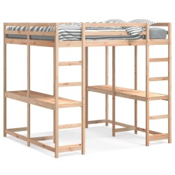 Lit superposé et bureau et échelle 160x200cm bois de pin massif 