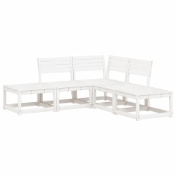 Salon de jardin 5 pcs blanc bois massif de pin 