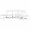 Salon de jardin 5 pcs blanc bois massif de pin 
