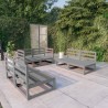 Salon de jardin 6 pcs gris bois de pin massif 