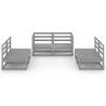 Salon de jardin 6 pcs gris bois de pin massif 