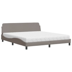 Lit avec matelas taupe 180x200 cm tissu 