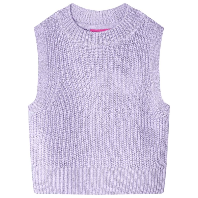 Gilet pull-over tricoté pour enfants lilas clair 140 