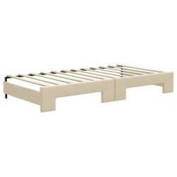 Lit de jour avec gigogne et matelas crème 100x200 cm tissu 