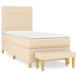 Sommier à lattes de lit et matelas Crème 90x190 cm Tissu 