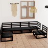 Salon de jardin 6 pcs noir bois de pin massif 
