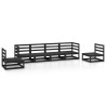 Salon de jardin 6 pcs noir bois de pin massif 