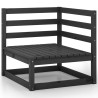 Salon de jardin 6 pcs noir bois de pin massif 