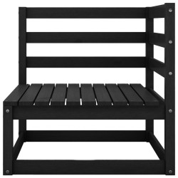 Salon de jardin 6 pcs noir bois de pin massif 