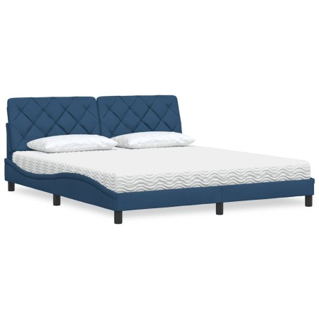 Lit avec matelas bleu 180x200 cm tissu 