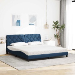 Lit avec matelas bleu 180x200 cm tissu 