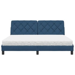 Lit avec matelas bleu 180x200 cm tissu 
