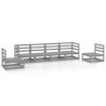 Salon de jardin 6 pcs gris bois de pin massif 