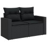Salon de jardin 7 pcs avec coussins noir résine tressée 