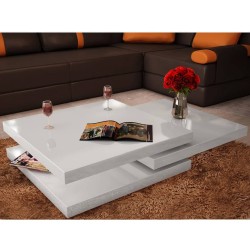 Table basse 3 étagères blanc brillant 