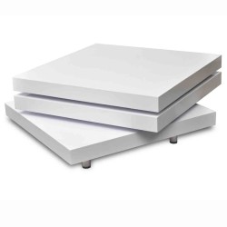 Table basse 3 étagères blanc brillant 