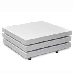 Table basse 3 étagères blanc brillant 