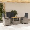 Ensemble à manger jardin 4pcs et coussins Gris Résine tressée 