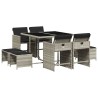 Ensemble à manger de jardin et coussins 9 pcs gris clair rotin 