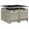 Ensemble à manger de jardin et coussins 9 pcs gris clair rotin 