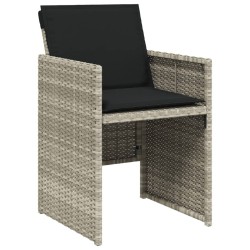 Ensemble à manger de jardin et coussins 9 pcs gris clair rotin 