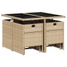 Ensemble à manger de jardin et coussins 9 pcs mélange beige  