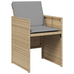 Ensemble à manger de jardin et coussins 9 pcs mélange beige  