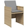 Ensemble à manger de jardin et coussins 9 pcs mélange beige  