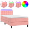 Sommier à lattes de lit avec matelas et LED Rose 90x200 cm 