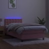 Sommier à lattes de lit avec matelas et LED Rose 90x200 cm 